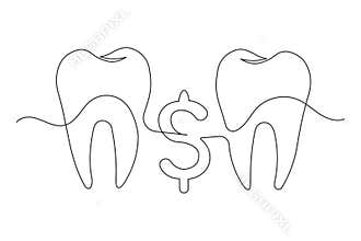 Clean minimalist outline illustration teeth isolated continuous one line drawing