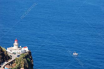 Arnel lighthouse in Azores islands