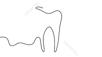 Abstract teeth one line drawing in minimalist outline style 4k animation video