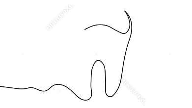 Continuous one line drawing teeth abstract minimalist outline 4k animation