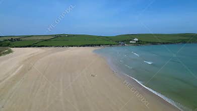 River Camel, near Padstow, North Cornwall, England: DRONE VIEWS: The River Camel and a beautiful beach at St George\'s Cove