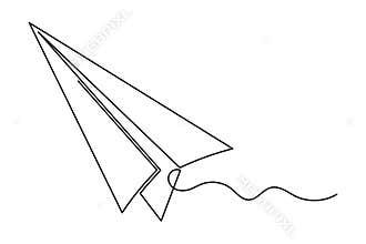 Abstract paper plane minimalist outline continuous one line isolate drawing art