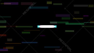 Abstract background with scattered colorful rectangular shapes on a black canvas