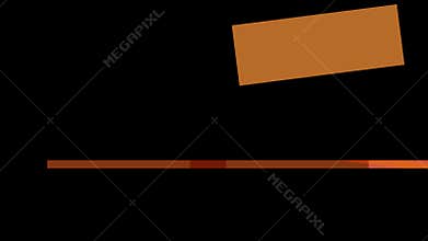 Abstract orange rectangle and line on black background, minimalist geometric composition