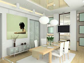 Modern interior in big house