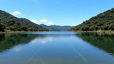 Natural scenery of mountains, rivers and lakes,Generative AI