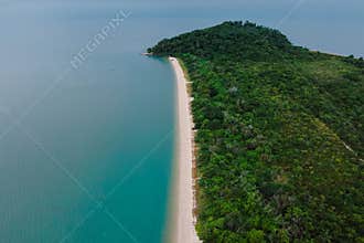 Beach with forest and mountain in Florianopolis, Brazil