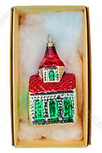 Vintage packed christmas house isolated on white