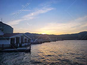 Scenic sunset at lake Biwa