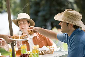 Outdoor meal with friends