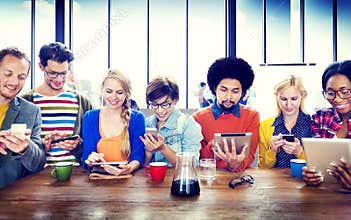 Diverse People Digital Devices Wireless Communication Concept