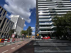 Amsterdam Zuidas Business District Financial Center with Modern High Rise