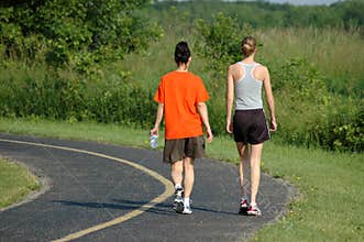 Two women walking