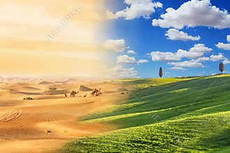 Climate change with desertification process.