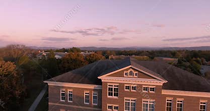 Aerial sunset view of downtown city skyscrapers in Maryville, Tennessee, USA Maryville college 4k