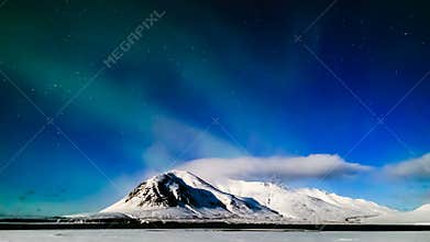4K Time lapse Aurora Borealis in full moon night, Iceland