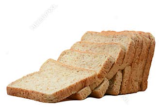 Sliced whole wheat bread isolated on white