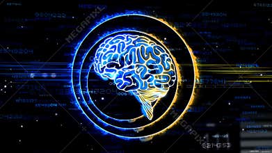 Animation design of human brain receiving input from both logical and creativity imagination knowledge thinking