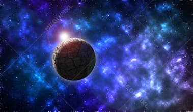 Rocky planet in deep space
