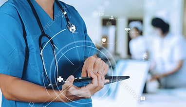 Medical technology concept.Smart Doctor using digital tablet com
