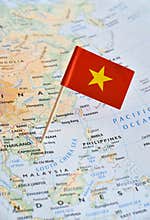Vietnam map and flag pin