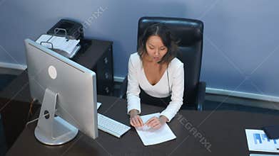 Friendly customer service agent in call centre