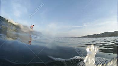 Amateur surfer in the ocean