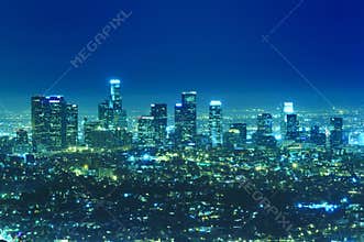 Los Angeles city skyline at night