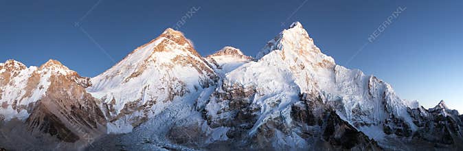 Nightly view of Mount Everest, Lhotse and Nuptse