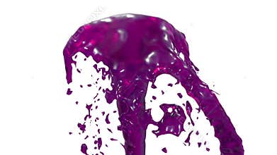 Beautiful fountain spray liquid like purple juice, fountain with liquid stream rising high. 3d render with very high