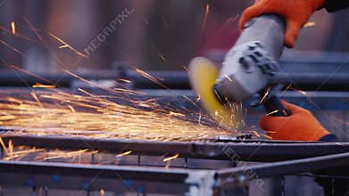 Grinding of metal products after welding. Treatment of welds with a hand power tool
