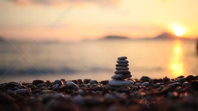 Balance stones on the beach. Peace of mind. Equilibrium life. Ca