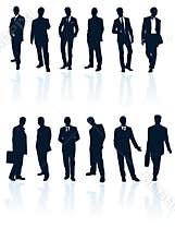 Business people silhouette vector illustration businessman men man team background male black group suit success white work office