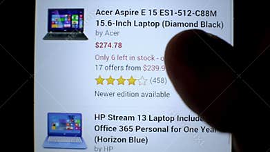 Online shop website on touchscreen display Buy new