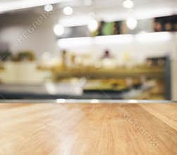 Table top with blurred kitchen background