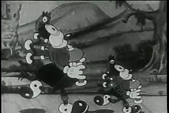 Two animals playing bagpipes on stage