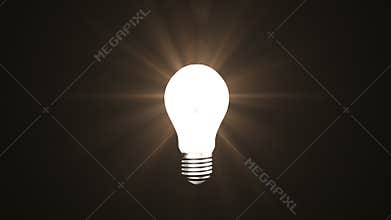 Light bulb on black background