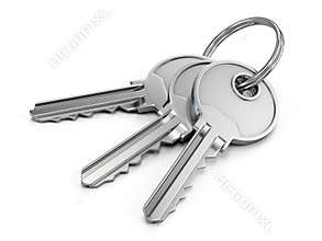 Door keys on white