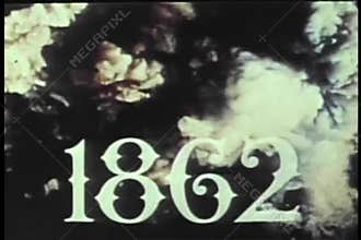 Historical reenactment of Civil War battle scene through smoke