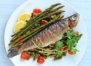 Fresh trout served with sweet lime and asparagus