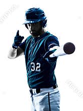 Man baseball player silhouette isolated