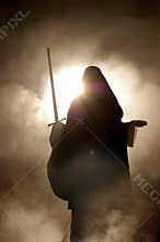 Arabian woman with a sword in hand.