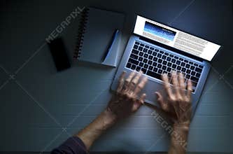 Business Laptop Computer Work Hands Home