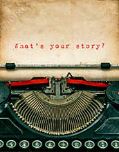 Vintage typewriter with textured grungy paper. Your story