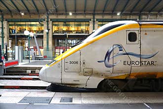 Eurostar train at the St Pancras station in London