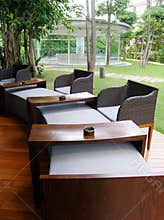 Outdoor bar, resort patio terrace