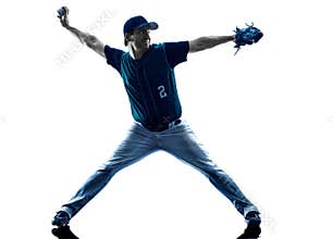 Man baseball player silhouette isolated
