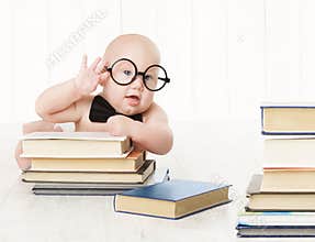 Baby in Glasses and Books, Kids Early Childhood Education