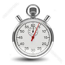 Stopwatch mechanical clock timer chrome isolated