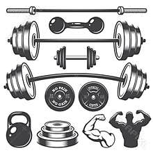 Set of vintage fitness designed elements
